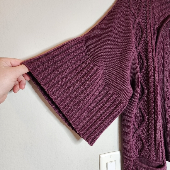 Roots lambswool-blend knit sweater zip cardigan. Pockets. 3/4 sleeve. XS. - Picture 13 of 16